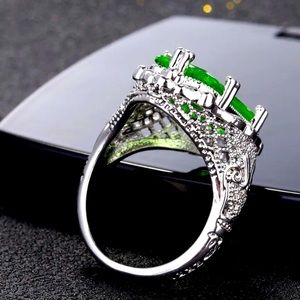 Sterling Silver 925 Rings Rings Green Topaz Ring 10x20MM